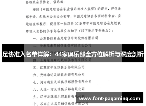 足协准入名单详解：44家俱乐部全方位解析与深度剖析